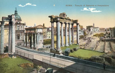 Rome, Italië, Tempel van Saturnus en Vespasianus