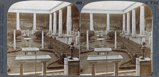 Het huis van Vettii, Pompeii, uit The Underwood Travel Library, 1895