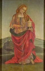 Een vrouwelijke heilige met een kelk, mogelijk Maria Magdalena, waarschijnlijk 16e eeuw