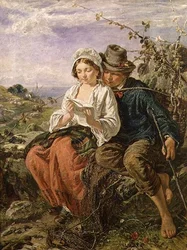 Een Houtverzamelaar en een Meisje dat Leest