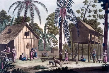 Een inheemse nederzetting in Sumatra, ca. 1820-30