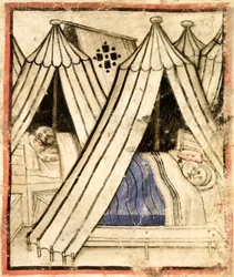 De Israëlieten bedrijven ontucht met de Moabitische vrouwen in hun tenten, ca. 1350-99