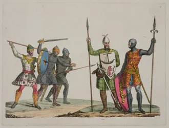 Angelsaksische krijgers, plaat 14 uit De geschiedenis van de naties