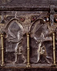 Ark van Barbarossa, met scènes uit het leven van St. Johannes de Doper (hout, zilverblad en stenen)