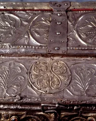 Ark van Barbarossa, met scènes uit het leven van St. Johannes de Doper (hout, zilverblad en stenen)