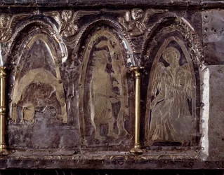 Ark van Barbarossa, met scènes uit het leven van Johannes de Doper (hout, zilverblad en stenen)