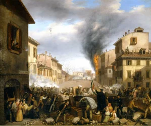 Barricade bij Tosa Poort, Milaan, 22 maart