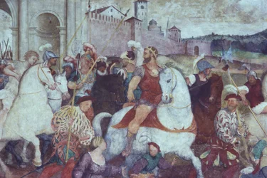 Slagveldscène buiten de stadsmuren, ca. 1460
