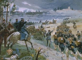 Inname van Rome door de bres van Porta Pia op 20 september 1870, illustratie uit een album over de geschiedenis van Risorgimento gemaakt voor de chocolade Talmone, eind 19e eeuw