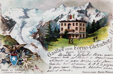 Cevedale Pas, ansichtkaart, Trentino-Alto Adige, Italië, 20e eeuw