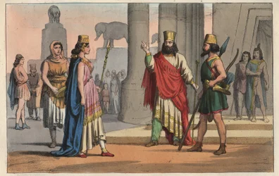 Beschaving van de Oudheid - Perzische kostuums - kleding van de Perzen - gravure uit 
