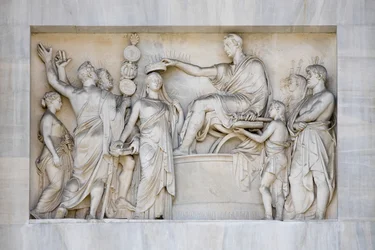 Detail van de Boog van Vrede, Milaan, Italië