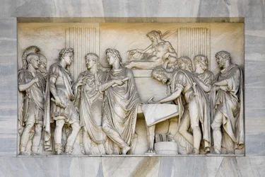 Detail van de Vredesboog, Milaan, Italië