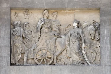 Detail van de Vredesboog, Milaan, Italië