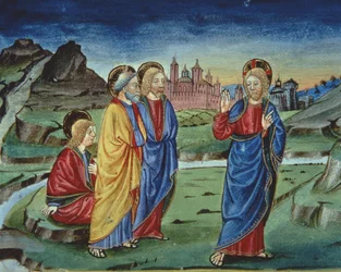 Na de Transfiguratie vertelt Christus de apostelen dit niet te onthullen tot na de Opstanding (detail)