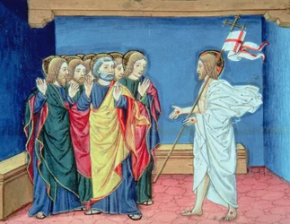 Fol.132va De verrezen Christus toont de discipelen zijn handen en de wond in zijn zij