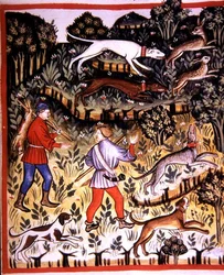 Fol.72r Jagen op Haas, illustratie uit 