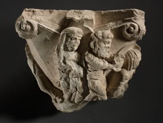 Fragment van een kapiteel met scènes uit Maria
