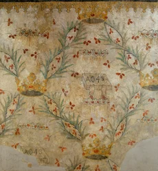 Fresco van bloemversiering en kronen, voorheen in de Casa Vismara in Legnano, XV eeuw