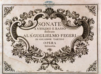 Frontispice van bladmuziek voor Sonates door Giuseppe Tartini
