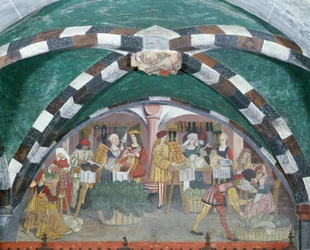 Groenten- en fruitmarkt, ca. 1500 (fresco)