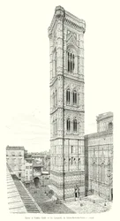 Giotto en Taddeo Gaddi, De Klokkentoren van Santa Maria del Fiore (gravure)