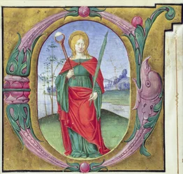 Geïllustreerde initiaal G met St. Agatha