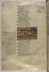 Inferno: Een groep dieven, waarvan één, Vanni Fucci, wordt aangevallen door een draak en verteerd door vlammen (gravure)