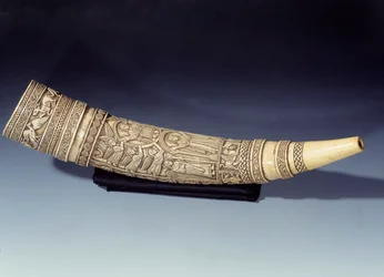 Ivoren olijf uit de abdij van Saint-Arnoul in Metz: Christus en de Maagd in majesteit. Gemaakt in Zuid-Italië. 11e of 12e eeuw.