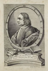 Joseph Tartini, gegraveerd door Carlo Calcinotto (fl. 1763), ca. 1763