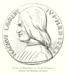 Laurent de Magnifieke, door Nicolo Fiorentino, Kabinet van Medailles van Parijs (gravure)