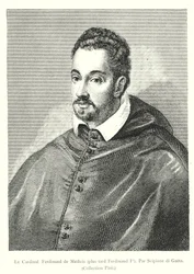 Kardinaal Ferdinand de Medicis, later Ferdinand I, door Scipione di Gaeta, Collectie Pitti (gravure)