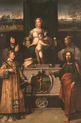 Madonna en Kind op de troon met heiligen