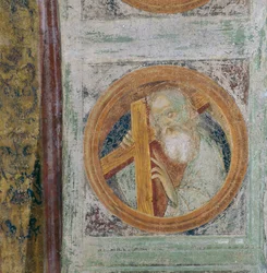 Mannelijke heilige met kruis, mogelijk Sint-Andreus