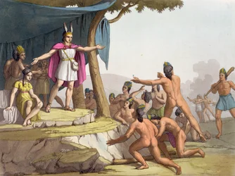 Manco Capac en koningin Mama Ocllo verzamelen de wilden, ca. 1820