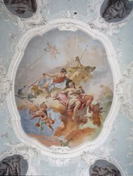 Mythologische scène met Venus, Juno en Minerva