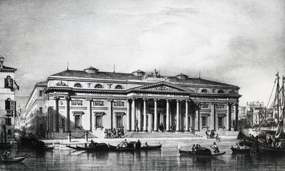 Negentiende-eeuws project voor de Academie voor Schone Kunsten van Venetië, gravure, Italië 19e eeuw