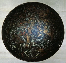 Pageantschild met scènes uit de Romeinse geschiedenis