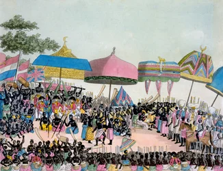Panoramisch uitzicht op de Yam Custom, uit Costumi dei... door Giulio Ferrario, ca. 1820-30