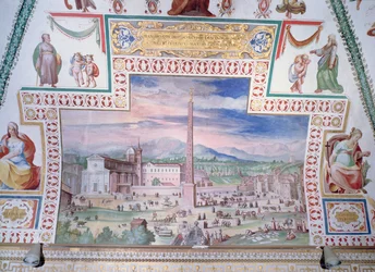 Piazza del Popolo, tijdens het bewind van paus Sixtus V