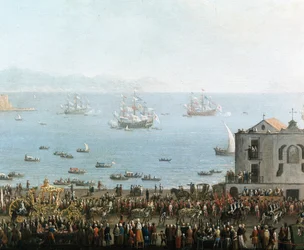Piedigrotta-feest in Napels op 8 september (detail van de koninklijke processie) - Schilderij van het begin van de 19e eeuw - Museo Nazionale di San Martino Napels