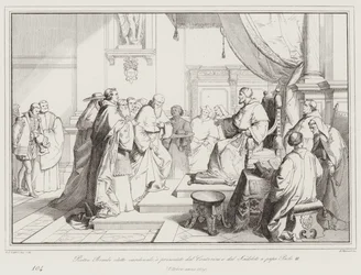 Pietro Bembo benoemd tot kardinaal, gepresenteerd door Contarini en Sadoleto aan paus Paulus III