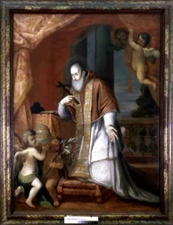 Pius V (1504 - 1572). Anoniem schilderij uit een Lombardische kerk.