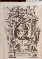 Portret van Cesare Negri genaamd Il Trombone (1536-1604), een Italiaanse danser