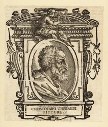 Portret van Cristofano Gherardi of Cristoforo Gherardi, ook bekend als il Doceno, Italiaanse schilder van de late Renaissance of Maniëristische periode, voornamelijk actief in Florence en Toscane