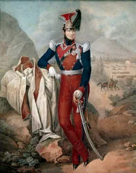 Portret van Ferdinand II (Ferdinando Carlo) (1810-1859), koning der Beide Siciliën, anonieme aquarel, 19e eeuw, Museo Nazionale di San Martino, Napels