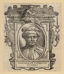Portret van Gentile da Fabriano, Italiaanse schilder in de internationale gotische stijl, circa 1370-1427