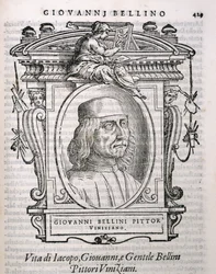 Portret van Giovanni Bellini (c.1431-1516) uit Vasaris Levens van de Kunstenaars, voor het eerst gepubliceerd in 1550