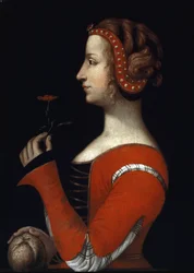 Portret van Laure (Laura) door Noves (1308-1348), geliefde vrouw van Petrarca (Francesco Petrarca) Schilderij van de Italiaanse school van de 16e eeuw. Londen, Victoria and Albert Museum