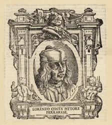 Portret van Lorenzo Costa, Italiaanse schilder uit Ferrara van de Renaissance